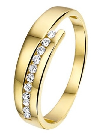 Treasure Collection TC-53526 14 karaat gouden ring met zirkonia 6 mm