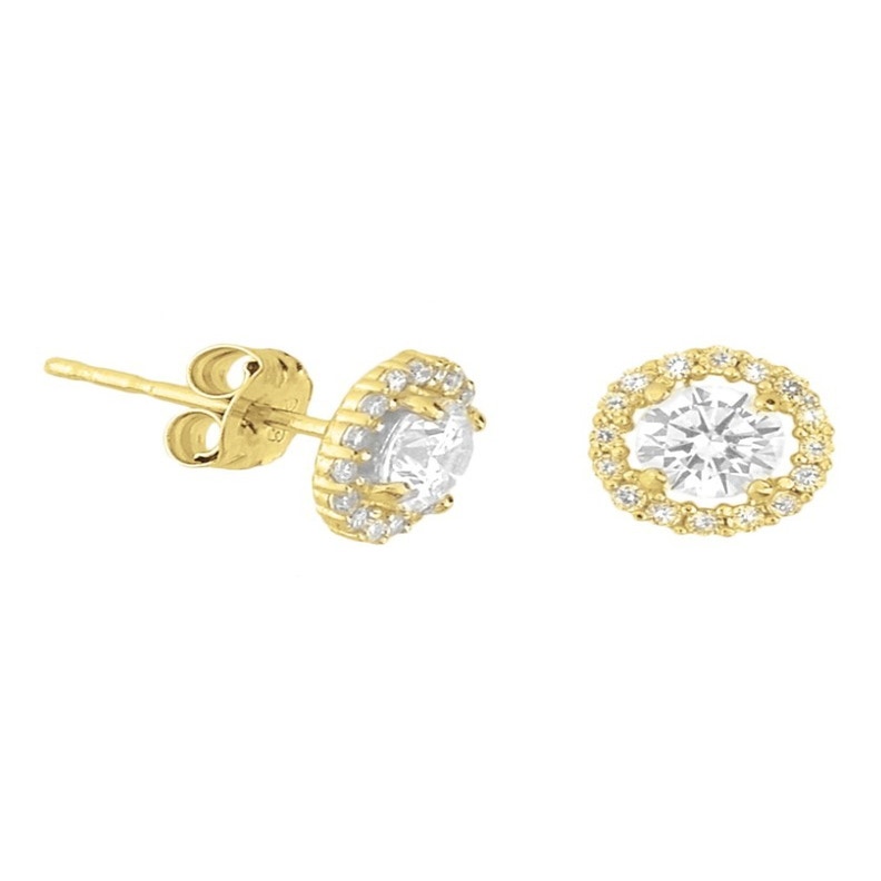 Treasure Collection TC-42848 Gouden oorknoppen zirkonia 7x7 mm