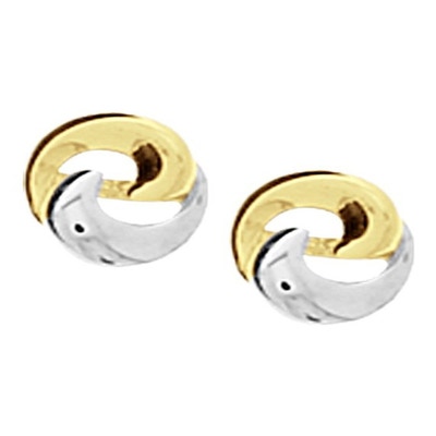 Treasure Collection TC-42826 Bi-color gouden oorknoppen 6,5x6 mm