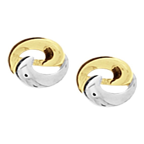 Treasure Collection TC-42826 Bi-color gouden oorknoppen 6,5x6 mm