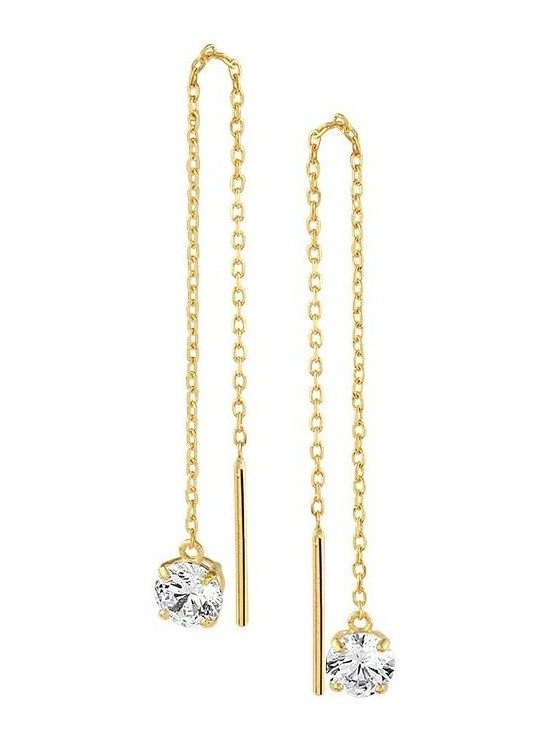 Treasure Collection TC-44902 Gouden doortrekoorbellen zirkonia C175