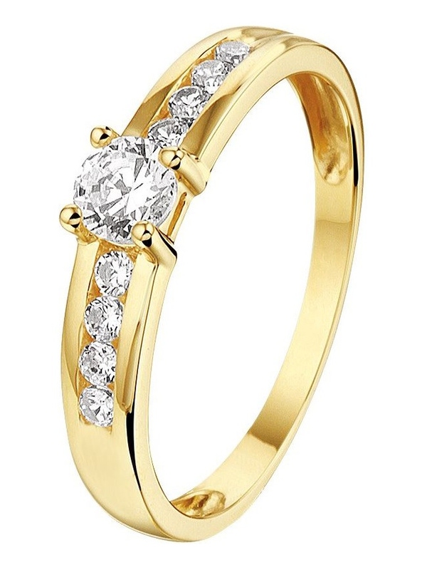Treasure Collection TC-49547 14 karaat gouden ring met zirkonia 4,5 mm