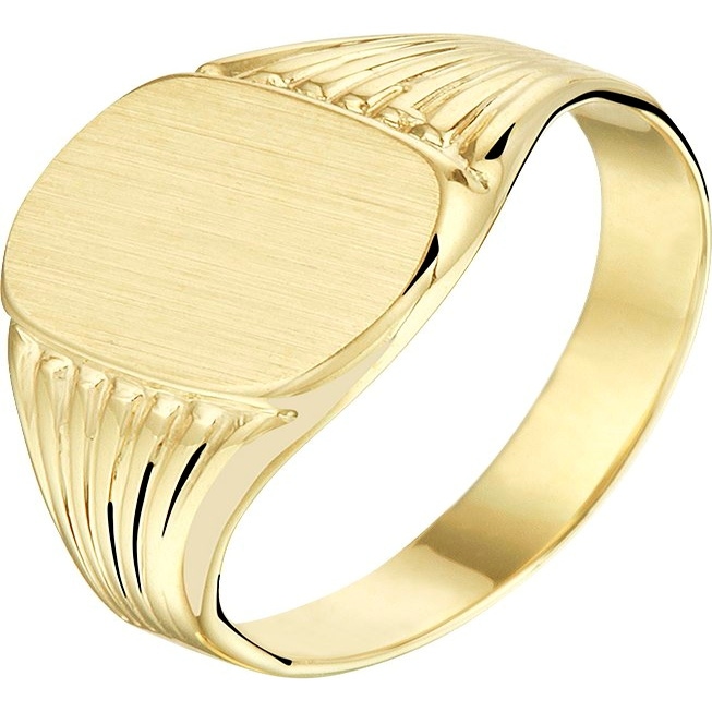 Treasure Collection TC-881920 14 karaat gouden gediamanteerde zegelring 9,5 mm