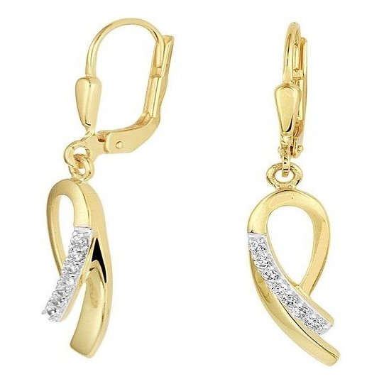 Treasure Collection TC-52144 14 karaat gouden oorhangers met zirkonia 35 mm