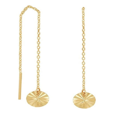 doortrekoorbellen rondje gediamanteerd 14K geelgoud