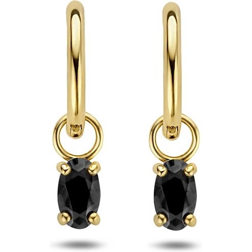 Treasure Collection 882561 14k gouden klapcreolen met zwart zirkonia