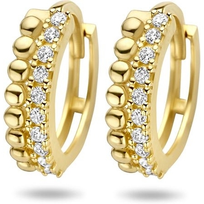 Treasure Collection 882560 14k gouden klapcreolen bolletjes zirkonia