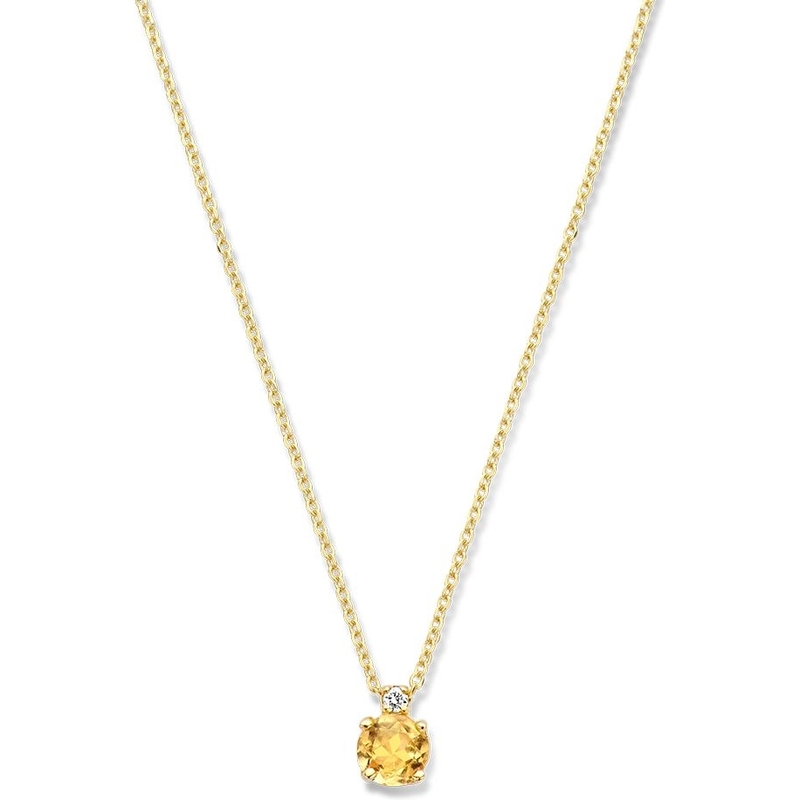 Treasure Collection P131 14k gouden ketting met 0,015 ct diamant en citrien