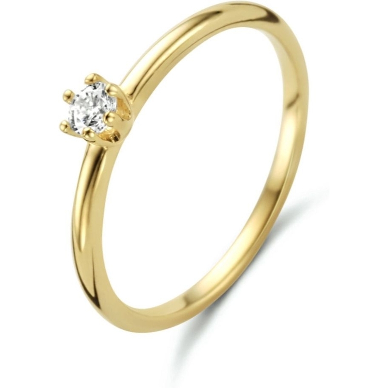 882612 14 karaat gouden solitair ring zirkonia