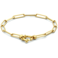 armband paperclip ronde buis 40 mm 18 cm met groot springslot 14K geelgoud