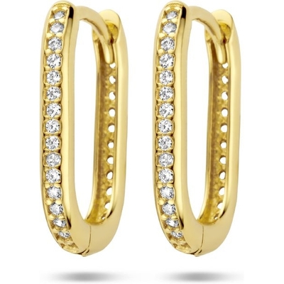 Treasure Collection Q484 14k gouden klapcreolen met zirkonia 17 mm