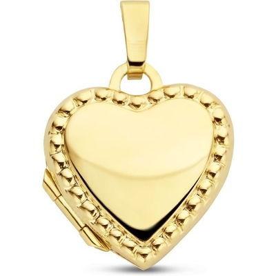 medaillon hart bolletjes 14K geelgoud