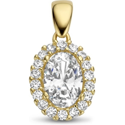 hanger zirkonia halo 14K geelgoud