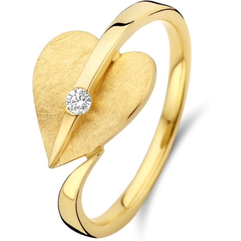 The House Of Jewels THOJ1025 14k gouden ring hart gescratcht met 0,04 ct diamant
