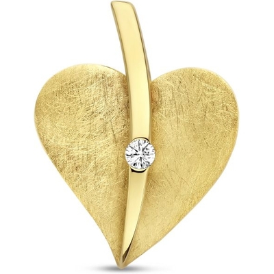 hanger hart gescratcht diamant 004ct h si 14K geelgoud