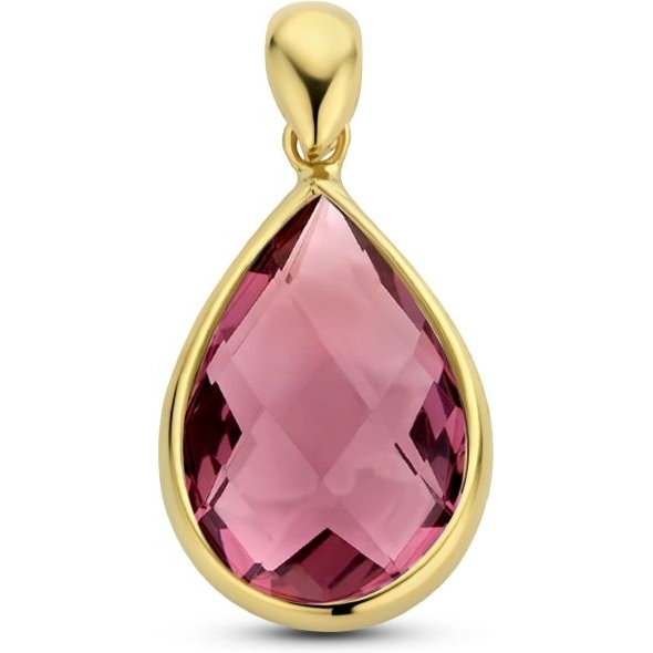 Treasure Collection Q181 14k gouden hanger met 2,10 ct rhodoliet kwarts