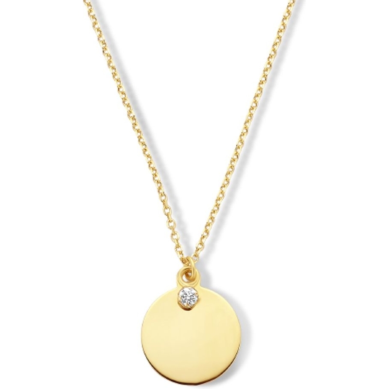 Treasure Collection 882501 14k gouden ketting met graveerhanger zirkonia