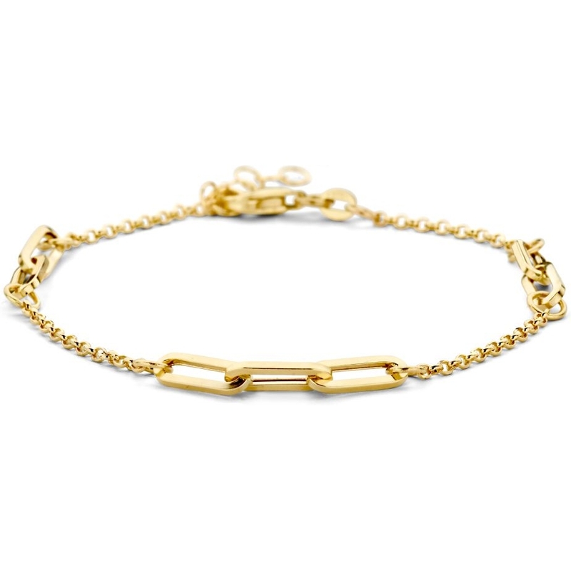 Treasure Collection 882747 14k gouden jasseron en paperclip armband