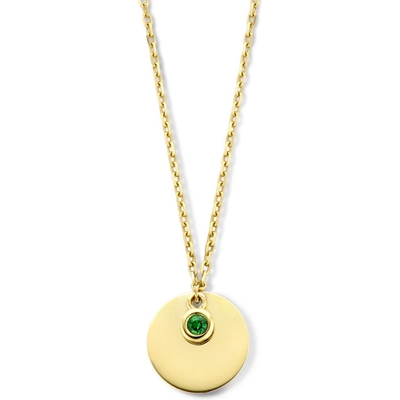 graveercollier met zirkonia geboortesteen 45 - 47 - 49 cm 14K geelgoud