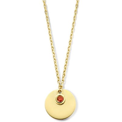 graveercollier met zirkonia geboortesteen 45 - 47 - 49 cm 14K geelgoud