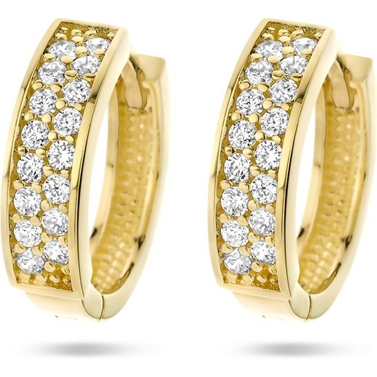 Treasure Collection 883185 14k gouden klapcreolen met zirkonia