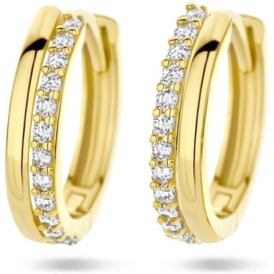 klapoorringen zirkonia 14K geelgoud