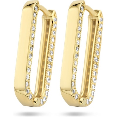 klapoorringen paperclip zirkonia 14K geelgoud