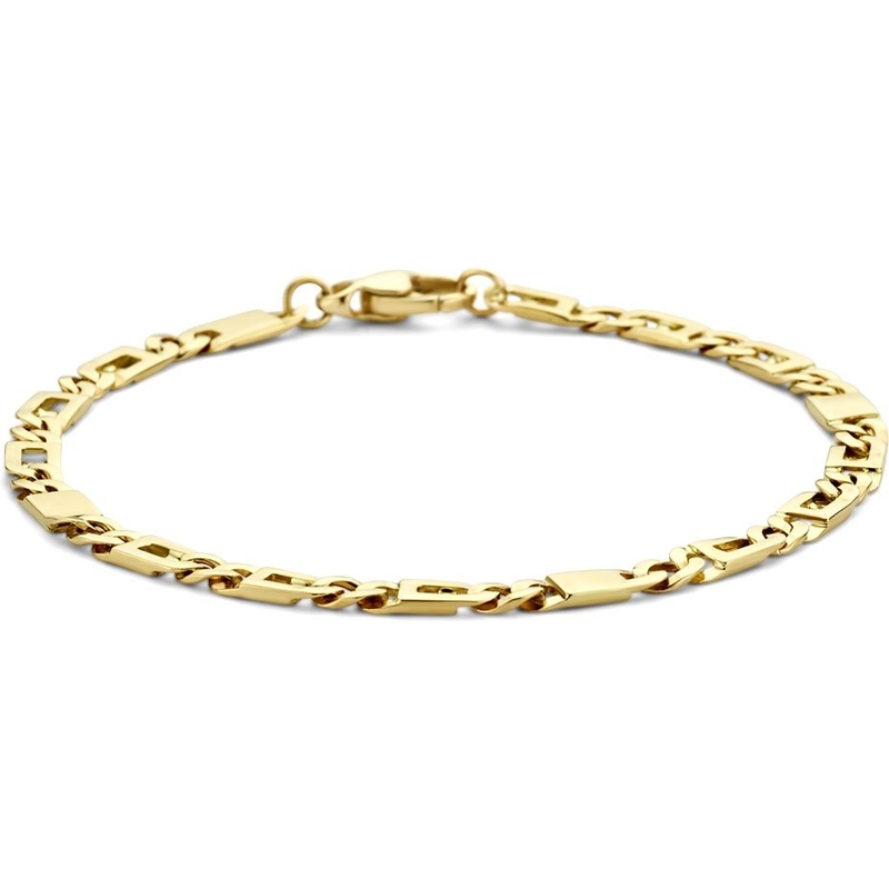Treasure Collection 883084 14k gouden valkenoog schakelarmband 4,7 mm