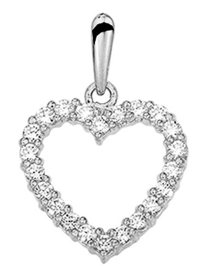 Treasure Collection TC-881356 14 karaat witgouden hanger hart met zirkonia