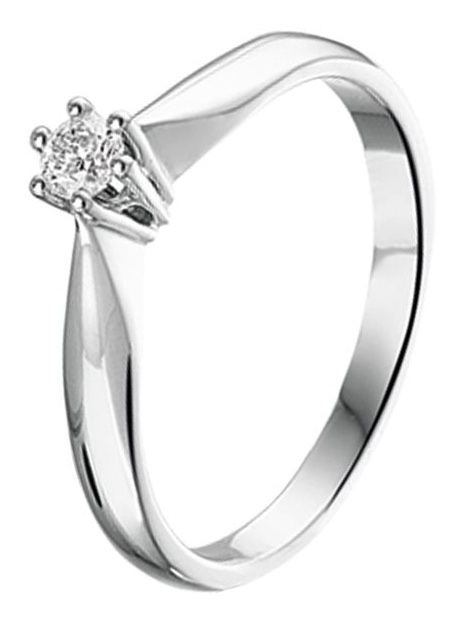 Treasure Collection TC-50604 14 karaat witgouden solitaire ring met 0,10 ct diamant