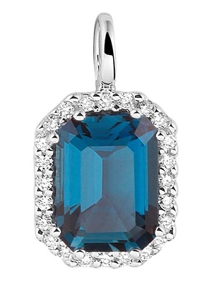 hanger london blue topaas en diamant 010ct h si 14K witgoud