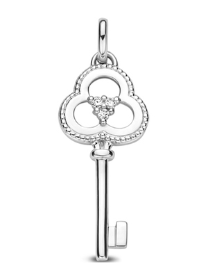 hanger sleutel diamant 002ct h si 14K witgoud