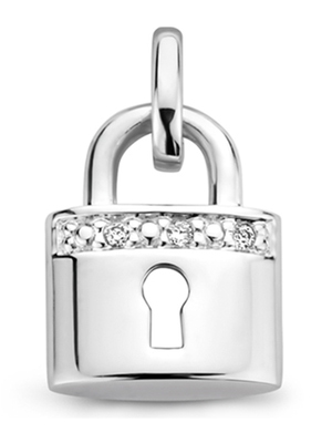 Treasure Collection N099 14k witgouden hanger slotje met 0,01 ct diamant