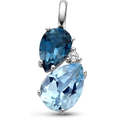 hanger london blue topaas blauw topaas en diamant 001ct h p1 14K witgoud