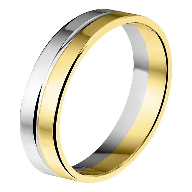 Treasure Collection A410 Amorio 14 karaat bicolor gouden trouwring 4 mm