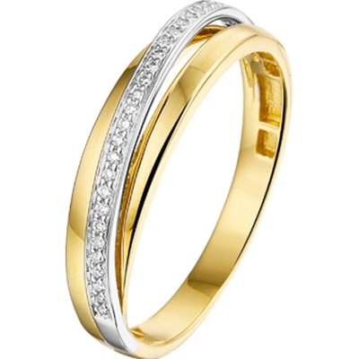 Treasure Collection THOJ1842 14k bicolor gouden ring met 0,08 ct diamant