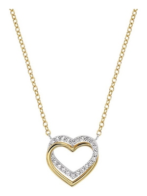 Treasure Collection TC-46454 14 karaat bicolor gouden collier met hanger en zirkonia 44 cm