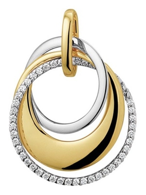hanger diamant 021ct h si 14K bicolor goud geelwit