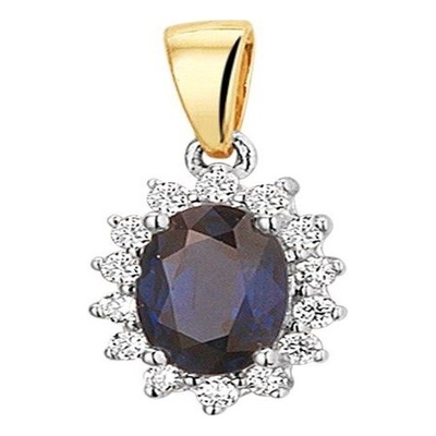 hanger saffier en diamant 010ct h si 14K bicolor goud geelwit