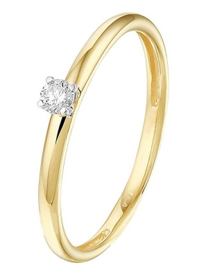 Treasure Collection TC-49375 14 karaat gouden solitair ring met 0,09 ct diamant