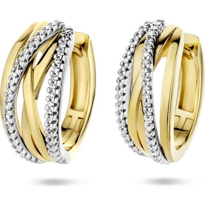 klapoorringen diamant 025ct 2x 0125ct h si 14K bicolor goud geelwit