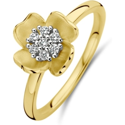 Treasure Collection THOJ3353 14k bicolor gouden ring bloem met 0,11 ct diamant