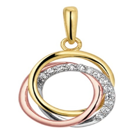 Treasure Collection TC-881370 14 karaat tricolor gouden hanger met zirkonia
