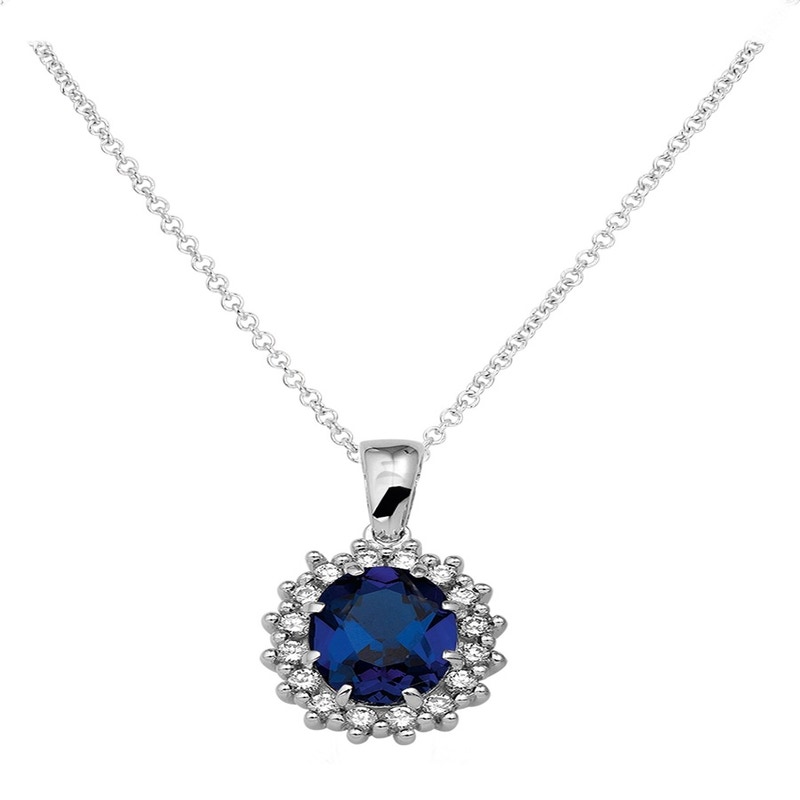 Treasure Collection TC-43038 Zilveren ketting met saffier
