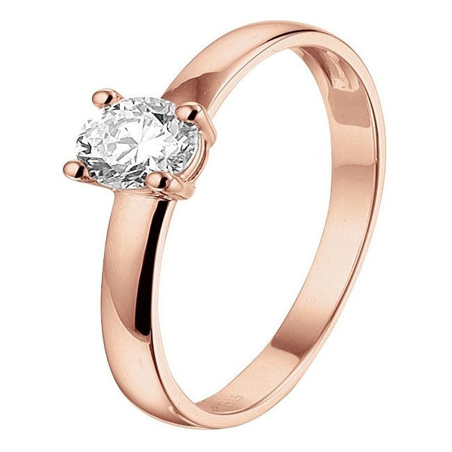 Treasure Collection TC-49552 14 karaat rose gouden ring met zirkonia 4,5 mm