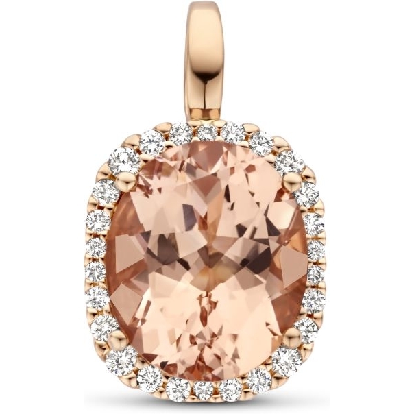 The House Of Jewels THOJ2095 14k roségouden hanger halo met morganiet en diamant
