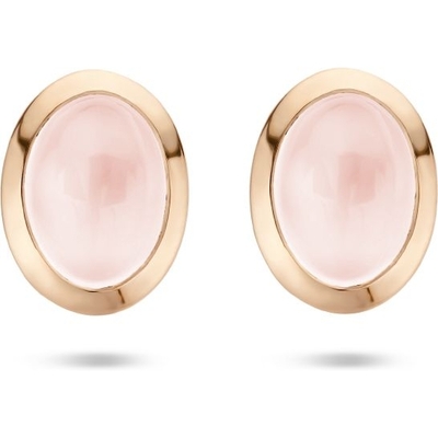 Treasure Collection Q201 14k roségouden oorknopjes met rozenkwarts