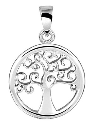 Treasure Collection TC-46194 Gerhodineerd zilveren hanger levensboom