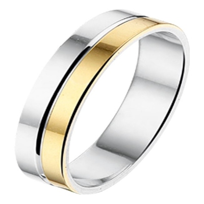 Treasure Collection AL745 Amorio zilver met 14 karaat goud trouwring 4 mm