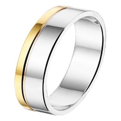 Treasure Collection AL753 Amorio zilver met 14 karaat goud trouwring 4 mm
